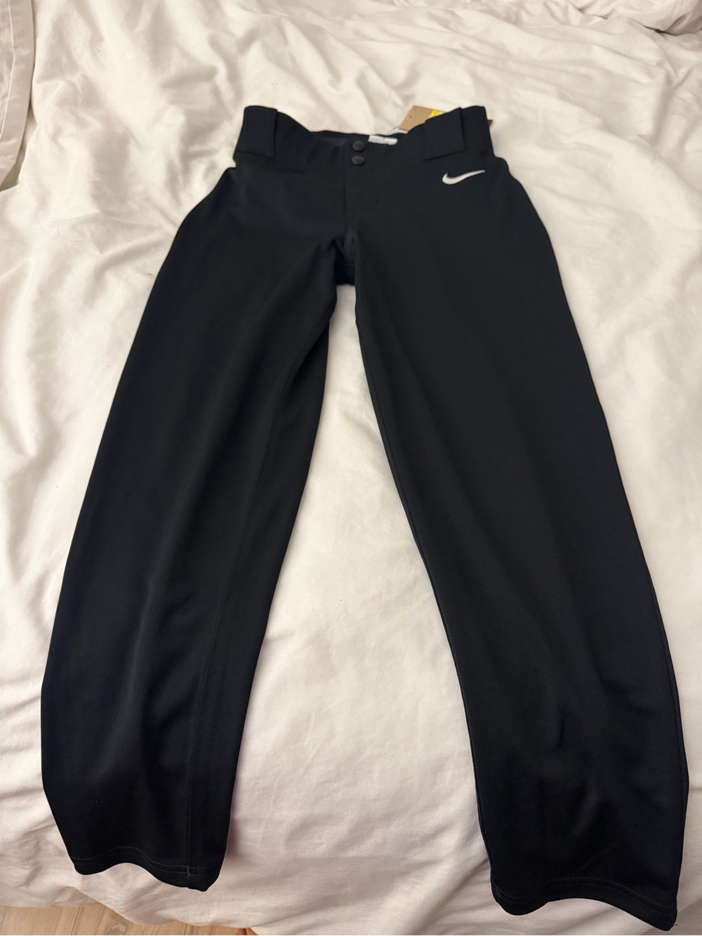 Nike Kids Black Jogger Baseball Pants with White Swoosh